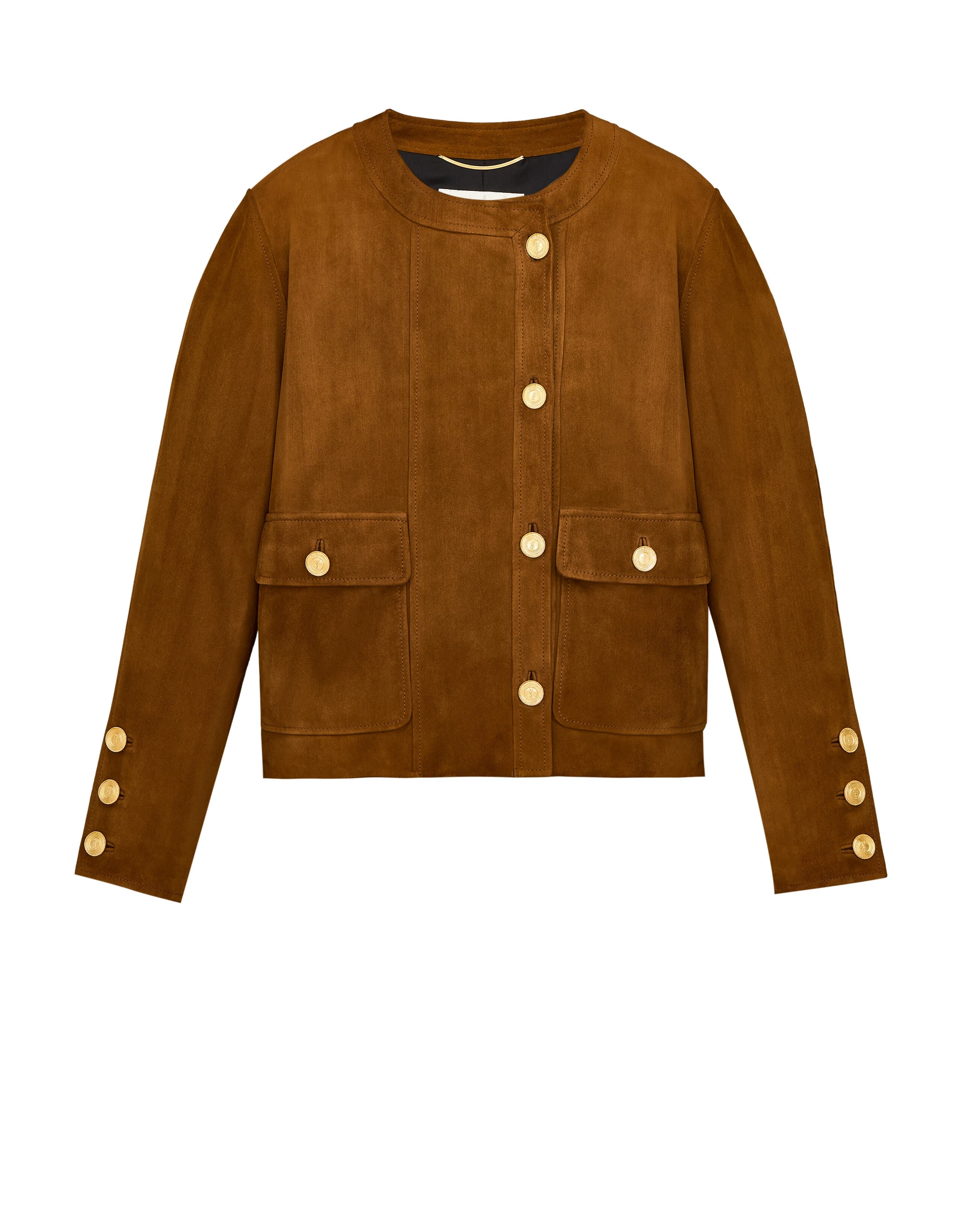 Saint Laurent Short Jacket in Suede Lambskin Beige Saint Laurent Short Jacket in Suede Lambskin | Leather Jackets