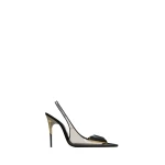Multicolour Saint Laurent Sibyl Slingback Pumps in Tpu and Patent Leather, Marble Grey and Black | Heels