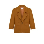 Beige Saint Laurent Single-Breasted Jacket in Brushed Wool | Blazers