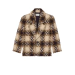 Black Saint Laurent Single-Breasted Jacket in Tweed, Noir Marron Craie | Blazers