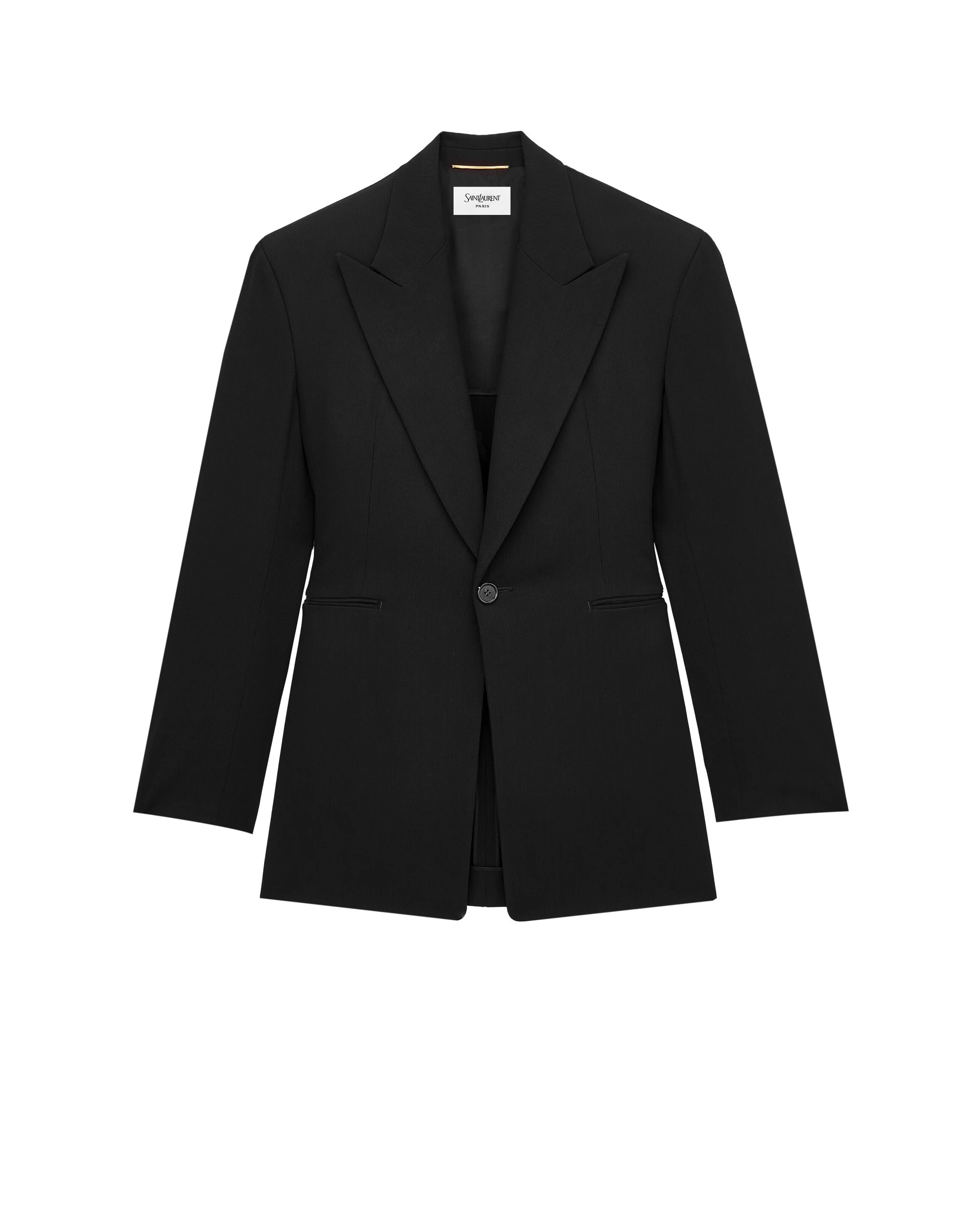 Saint Laurent Single-Breasted Jacket in Wool Mélange Black Saint Laurent Single-Breasted Jacket in Wool Mélange | Blazers