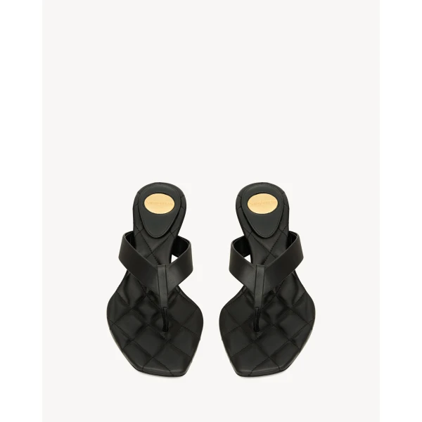 Black Saint Laurent Sip Sandals in Smooth Leather, view 2 | Sandals