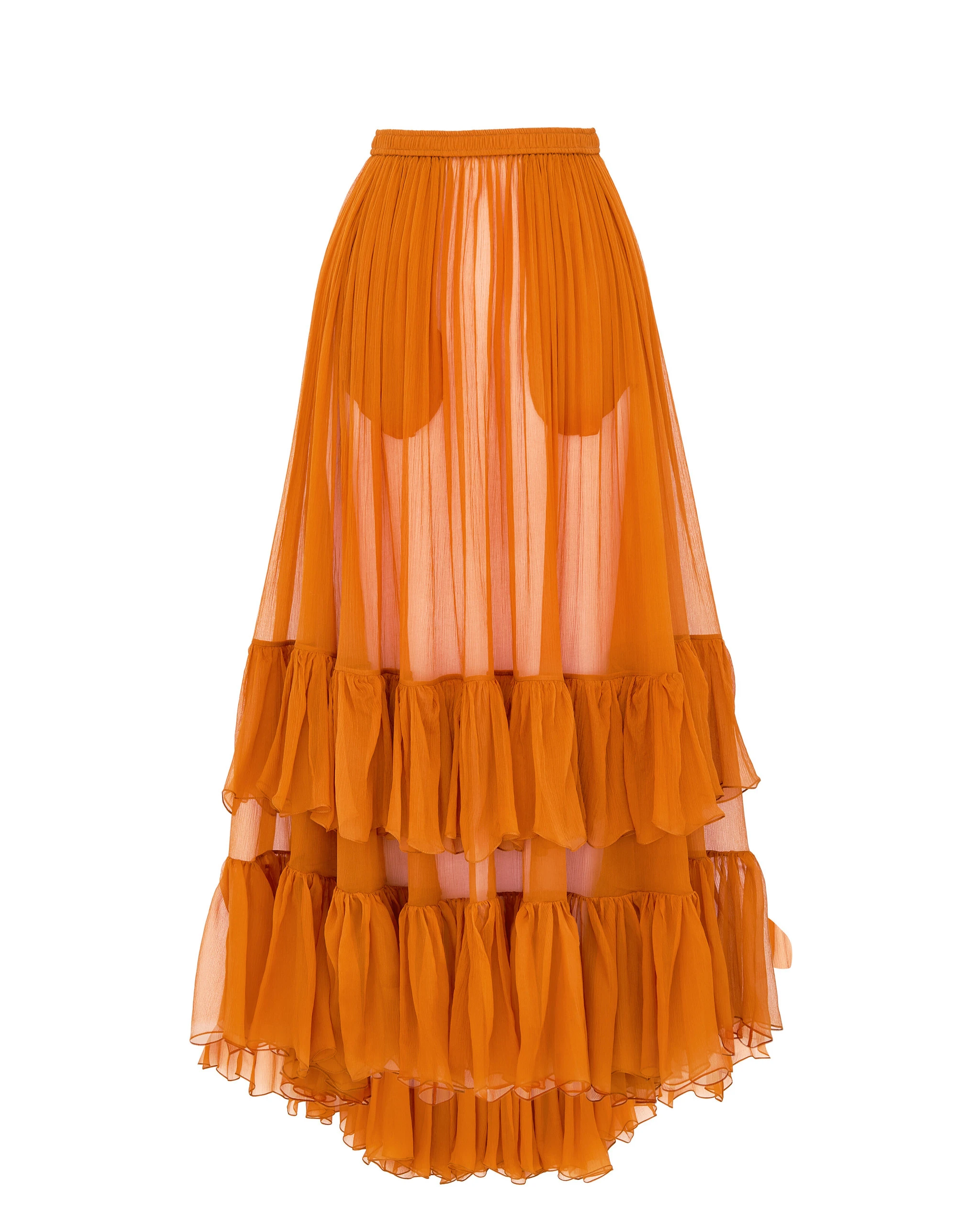 Saint Laurent Skirt in Silk Crepon Muslin, Caramel Beige Saint Laurent Skirt in Silk Crepon Muslin, Caramel | Skirts