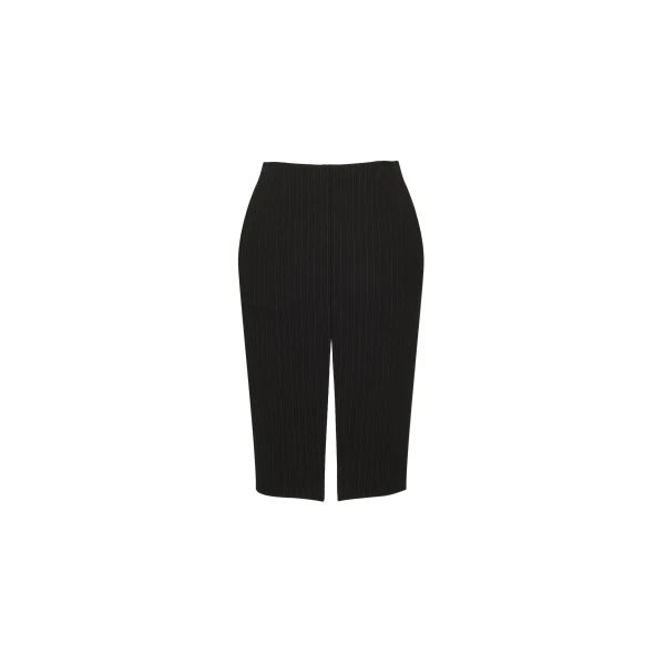 Multicolour Saint Laurent Split Pencil Skirt in Chalk-Stripe Wool Mélange | Pencil Skirts