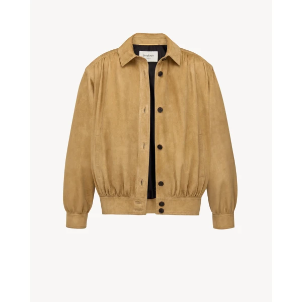 Beige Saint Laurent Suede Jacket, view 3 | Leather Jackets