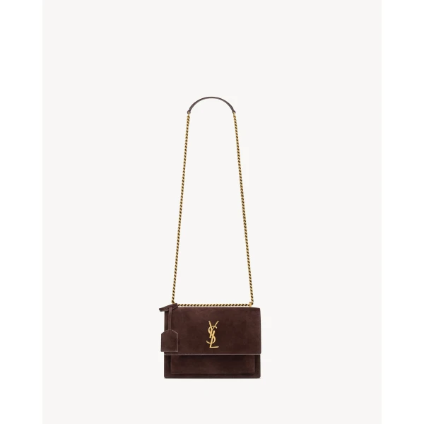 Brown Saint Laurent Sunset Medium in Suede | Shoulder & Crossbody Bags
