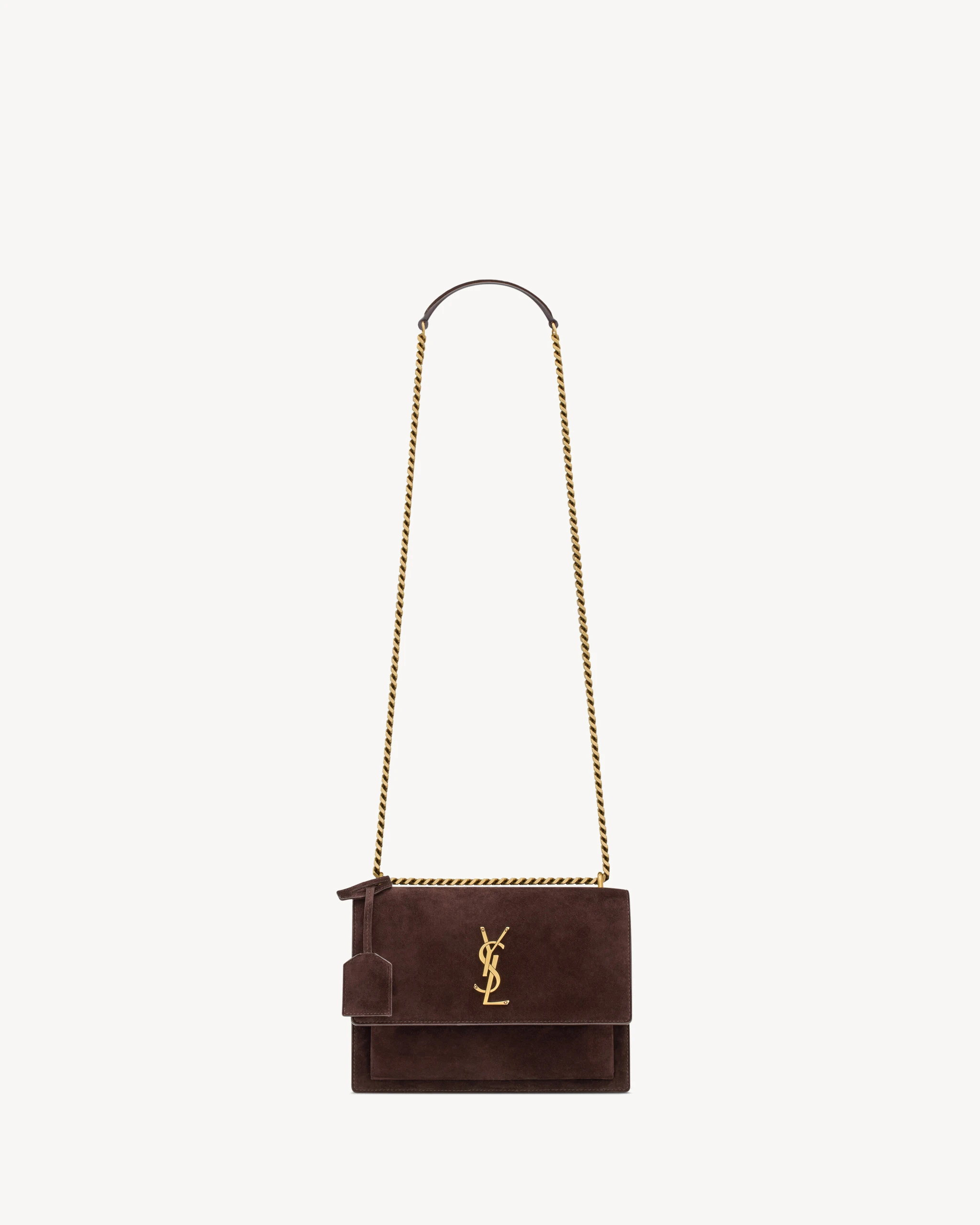 Saint Laurent Sunset Medium in Suede Brown Saint Laurent Sunset Medium in Suede | Shoulder & Crossbody Bags