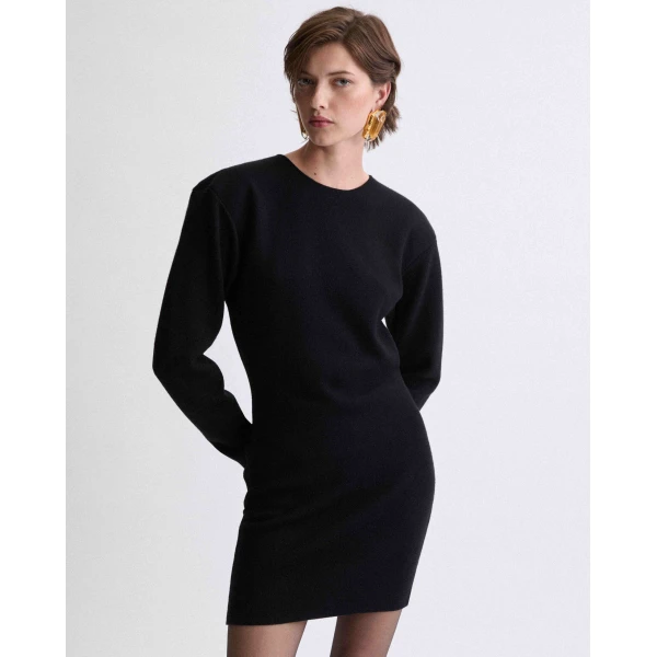 Black Saint Laurent Sweater Dress in Double-Face Knit, view 2 | Dresses