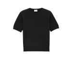 Black Saint Laurent T-Shirt Sweater in Wool, Black | Tops
