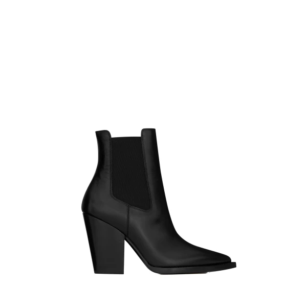 Black Saint Laurent Theo Chelsea Booties in Smooth Leather | Boots