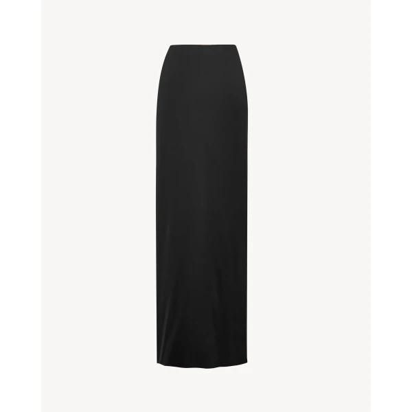 Black Saint Laurent Tied Skirt in Silk Charmeuse, view 2 | Skirts