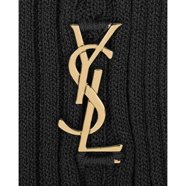 Black Saint Laurent Top Cassandre in Ribbed Knit, view 3 | Tops