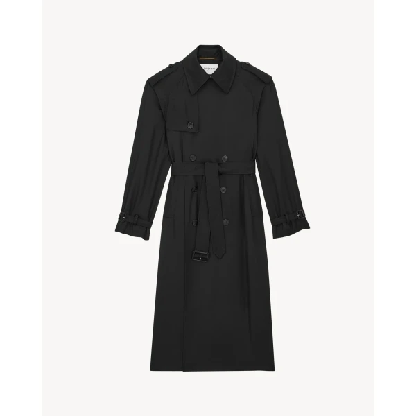 Black Saint Laurent Trench Coat in Silk, view 2 | Trench Coat