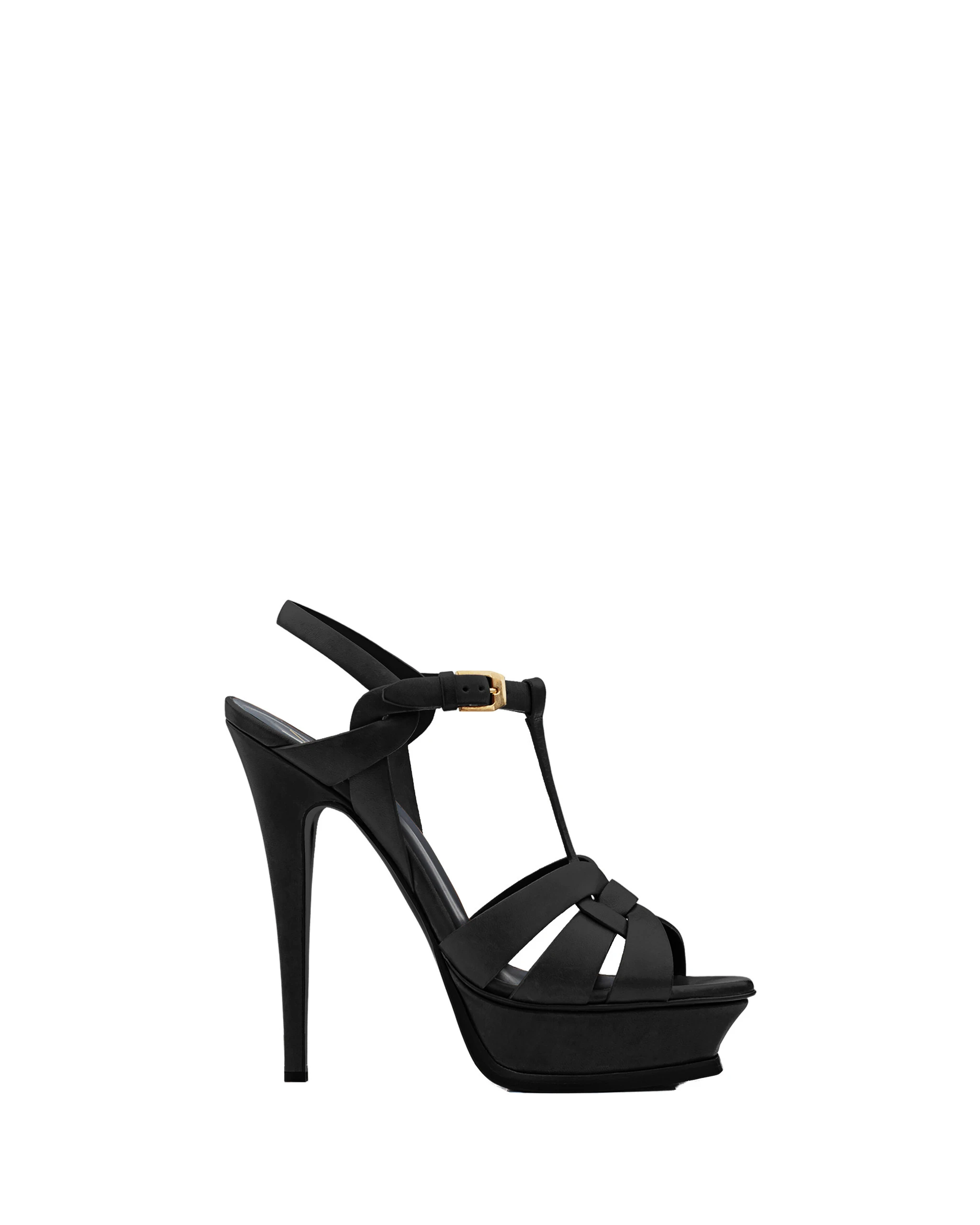 Saint Laurent Tribute Platform Sandals in Smooth Leather, Black, 135 mm Black Saint Laurent Tribute Platform Sandals in Smooth Leather, Black, 135 mm | Sandals