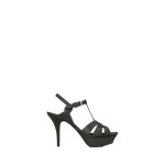 Green Saint Laurent Tribute Platform Sandals in Smooth Leather, Dark Green, 105 mm | Sandals