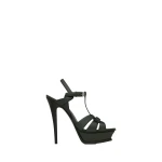 Green Saint Laurent Tribute Platform Sandals in Smooth Leather, Dark Green, 135 mm | Sandals