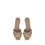 Pink Saint Laurent Tribute Sandals in Patent Leather, Dark Pink | Sandals