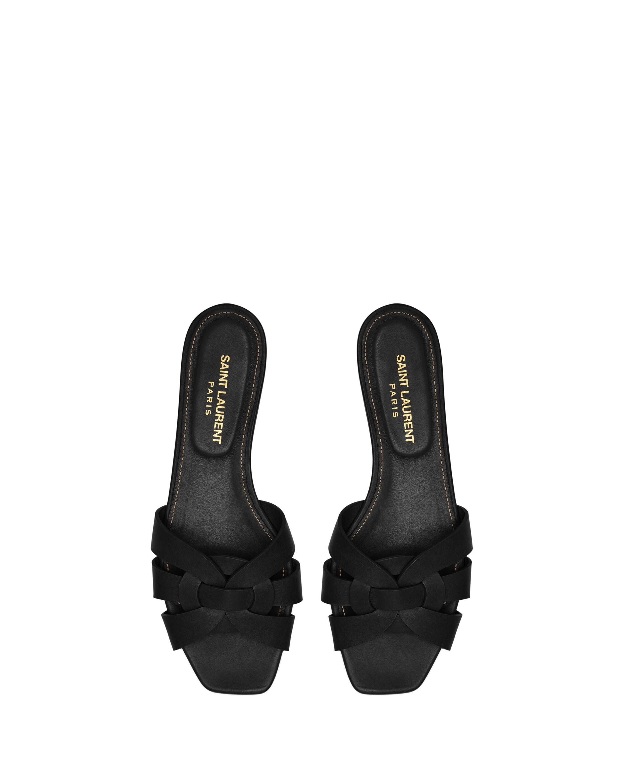Saint Laurent Tribute Sandals in Smooth Leather, Black Black Saint Laurent Tribute Sandals in Smooth Leather, Black | Sandals
