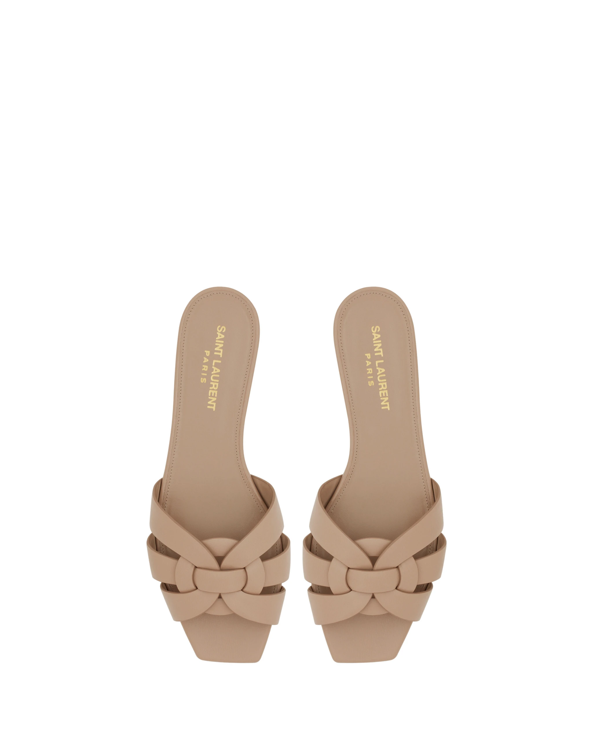 Saint Laurent Tribute Sandals in Smooth Leather, Dark Beige Beige Saint Laurent Tribute Sandals in Smooth Leather, Dark Beige | Sandals