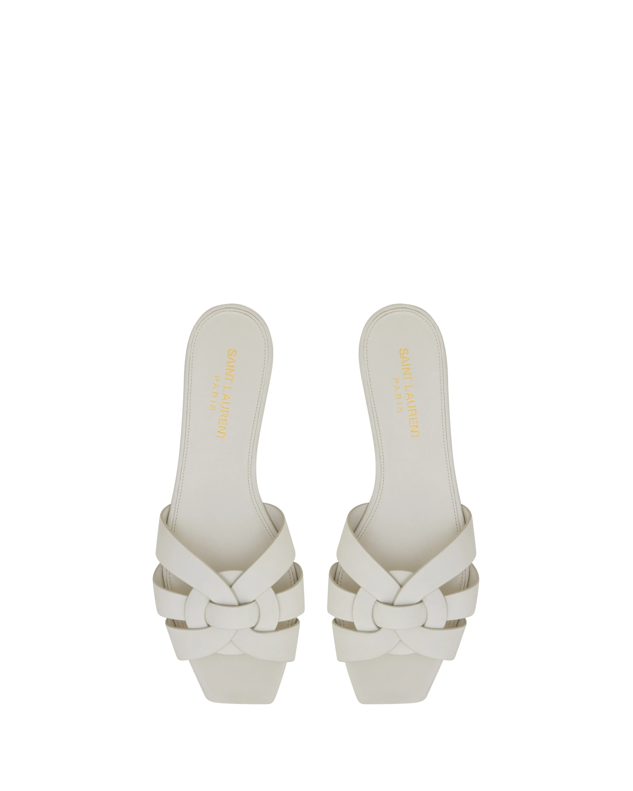 Saint Laurent Tribute Sandals in Smooth Leather, White White Saint Laurent Tribute Sandals in Smooth Leather, White | Sandals