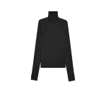 Black Saint Laurent Turtleneck in Stretch Jersey, Noir | Long Sleeve