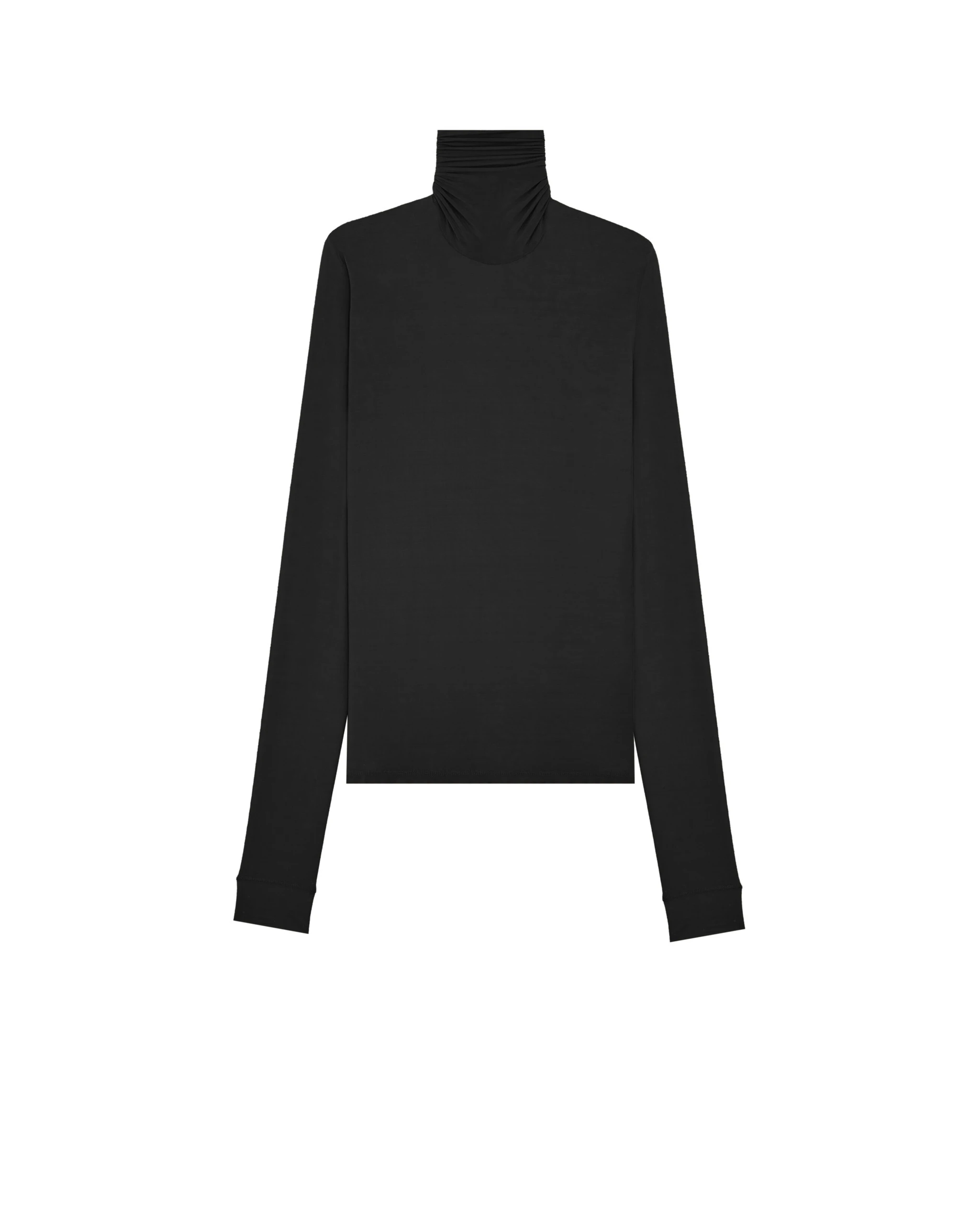 Saint Laurent Turtleneck in Stretch Jersey, Noir Black Saint Laurent Turtleneck in Stretch Jersey, Noir | Long Sleeve