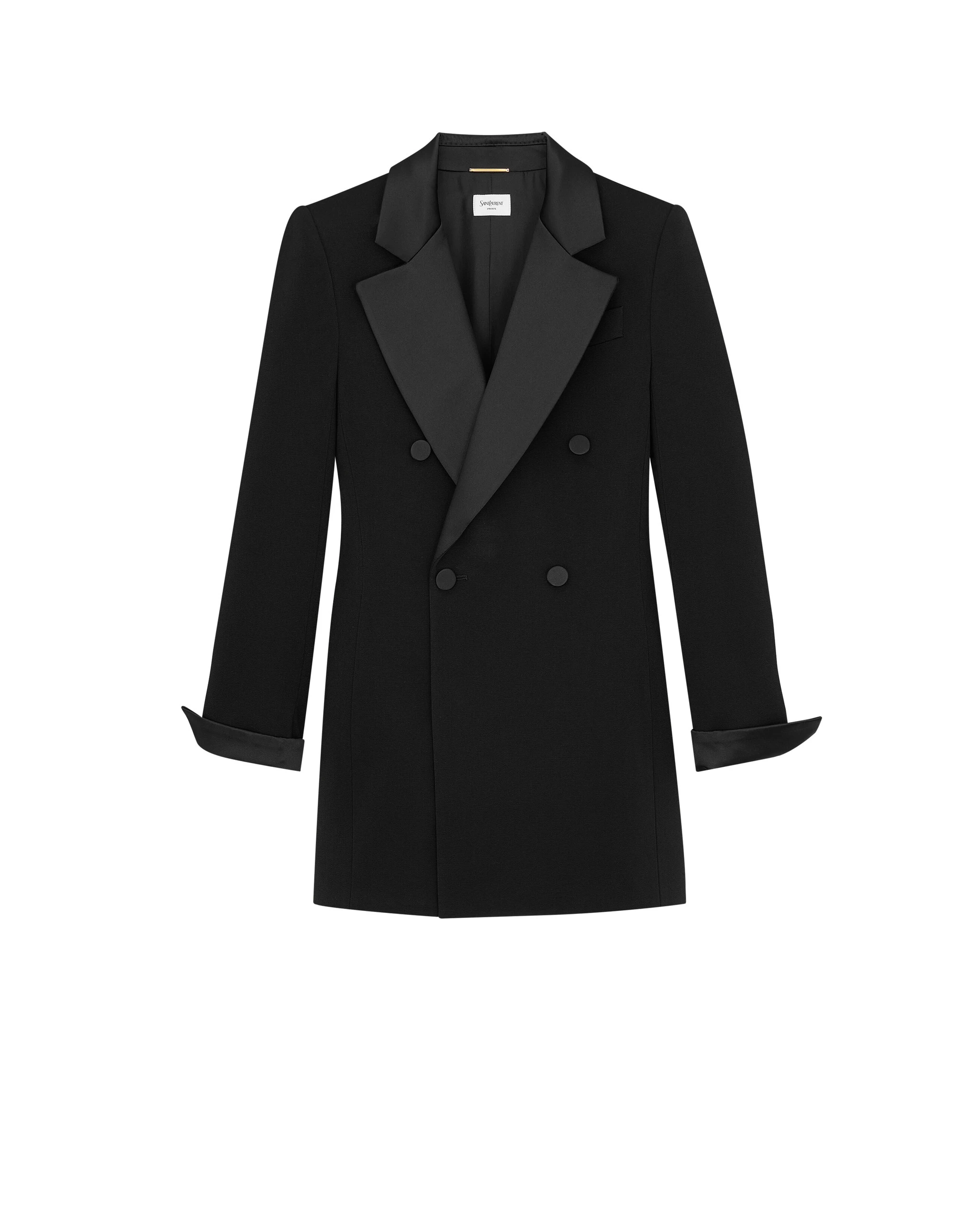 Saint Laurent Tuxedo Dress in Grain de Poudre Black Saint Laurent Tuxedo Dress in Grain de Poudre | Dresses