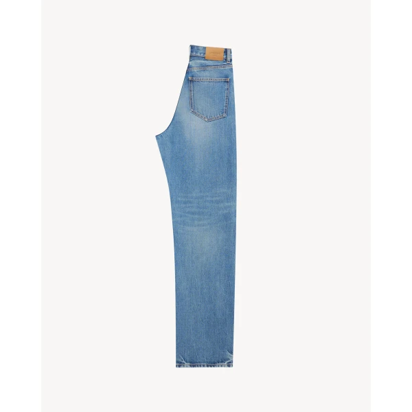Blue Saint Laurent V-Waist Baggy Jeans, 50s Blue, view 3 | Denim