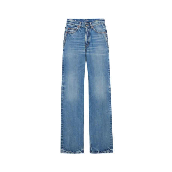 Blue Saint Laurent V-Waist Baggy Jeans, 50s Blue | Denim