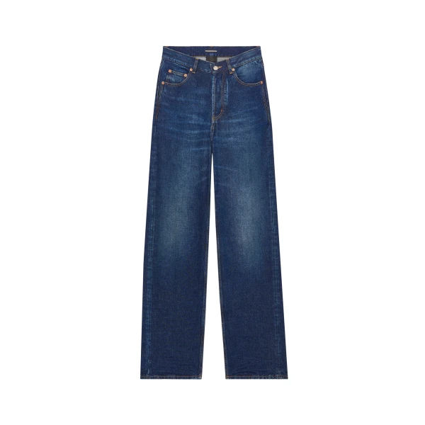 Blue Saint Laurent V-Waist Baggy Jeans, Sacramento Blue | Denim