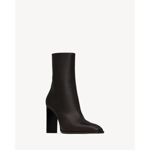 Brown Saint Laurent Venetia Booties in Smooth Leather, view 4 | Boots