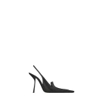Black Saint Laurent Voltaire Slingback Pumps in Glazed Leather, Black | Heels