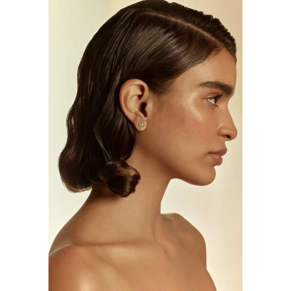 Scanlan Theodore Asymmetric Botanical Studs in Light Gold | Earrings | Luxury Shoes 