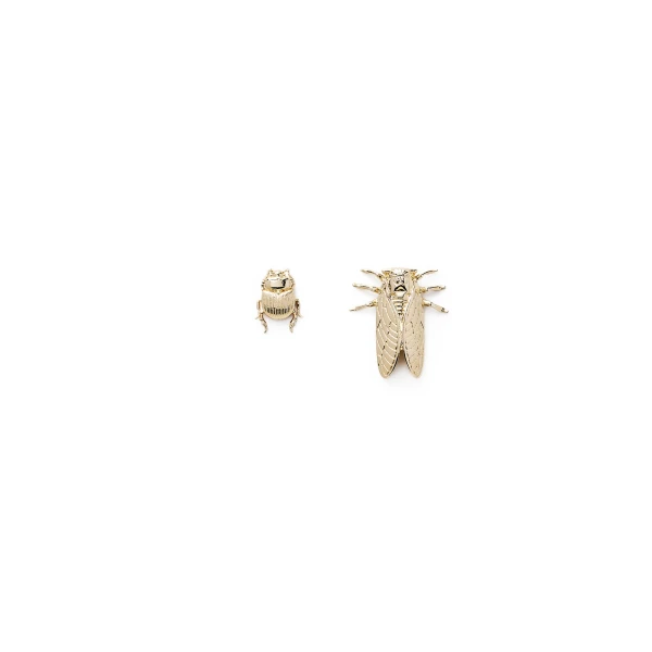 Asymmetric Insect Studs in Light Gold