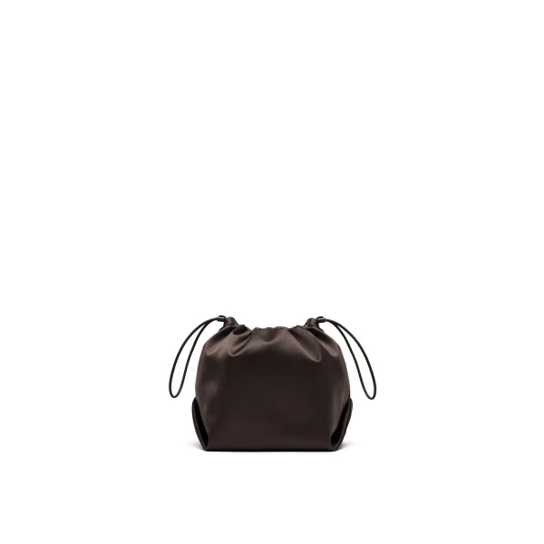 Scanlan Theodore Beaded Poppy Drawstring Bag in Chocolate Fuchsia | Bucket Bags | Luxury Shoes 
