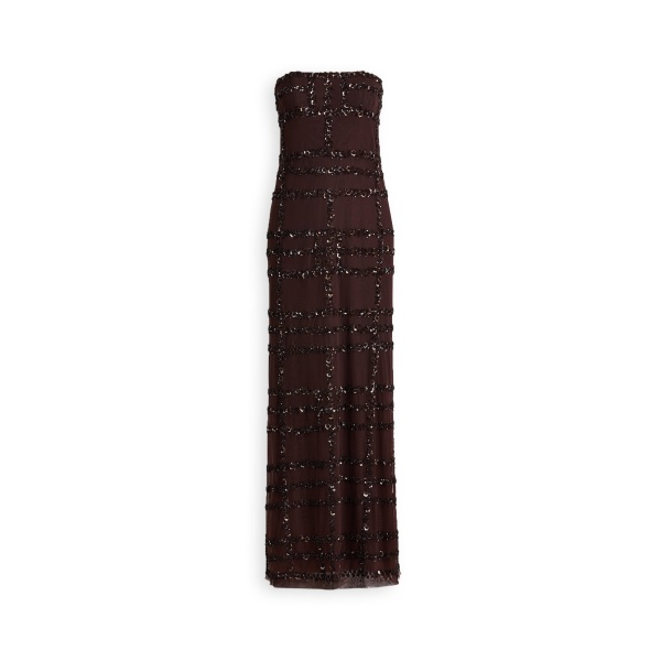 Scanlan Theodore Beaded Tulle Gown in Chocolate