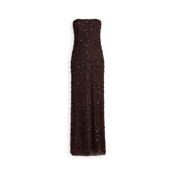 Scanlan Theodore Beaded Tulle Gown in Chocolate