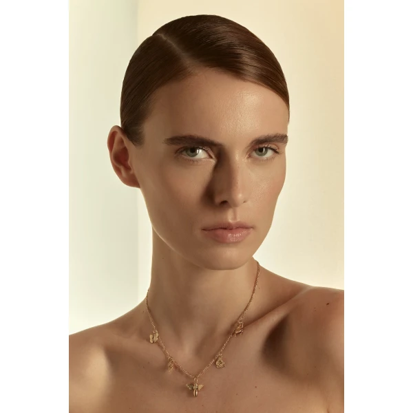 Scanlan Theodore Botanical Charms Choker in Light Gold