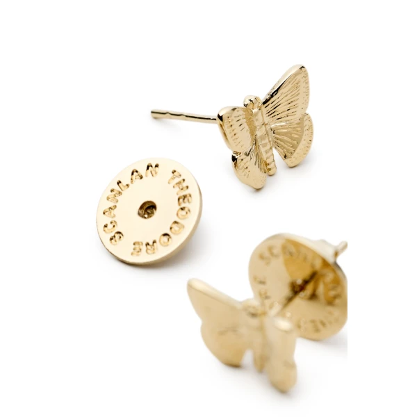 Scanlan Theodore Butterfly Studs in Light Gold | Earrings | Luxury Shoes 