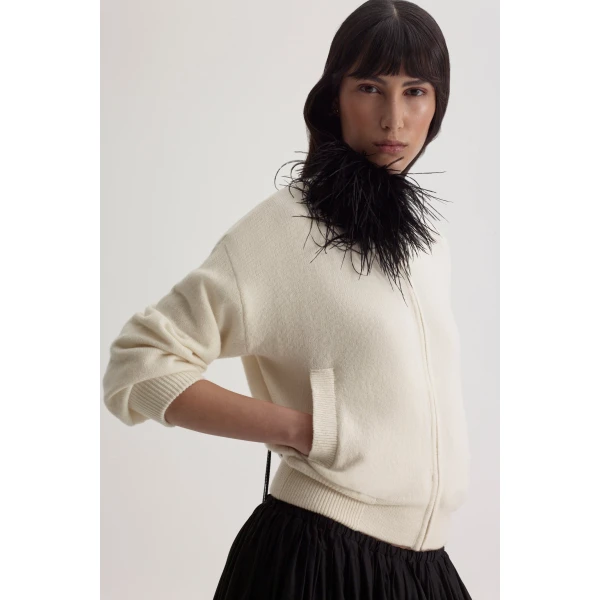 Scanlan Theodore Cashmere Wool Bomber in White | Jackets | Luxury Shoes 