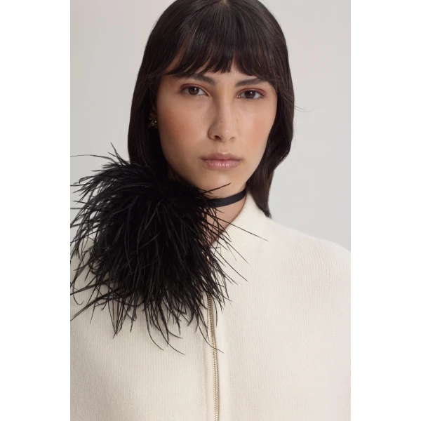 Scanlan Theodore Cashmere Wool Bomber in White | Jackets | Luxury Shoes 