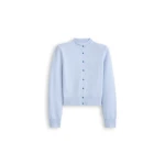 Scanlan Theodore Cashmere Wool Shoulder Pad Cardigan in Pale Blue