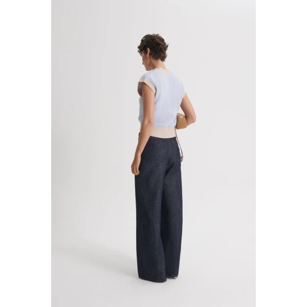 Scanlan Theodore Cashmere Wool V-Neck Tank in Pale Blue Oat