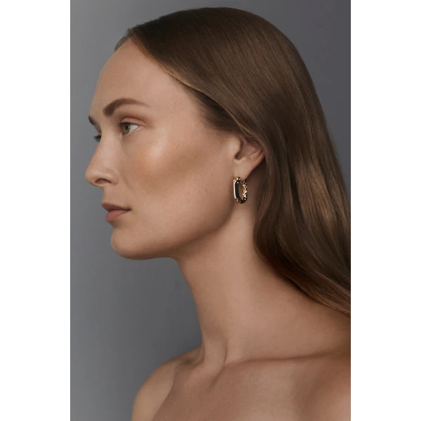 Scanlan Theodore Chisel Huggie Hoop Earrings in Light Gold | Earrings | Luxury Shoes 