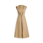 Scanlan Theodore Cotton Sateen Pleat Dress in Trench | Midi Dresses | Luxury Shoes 