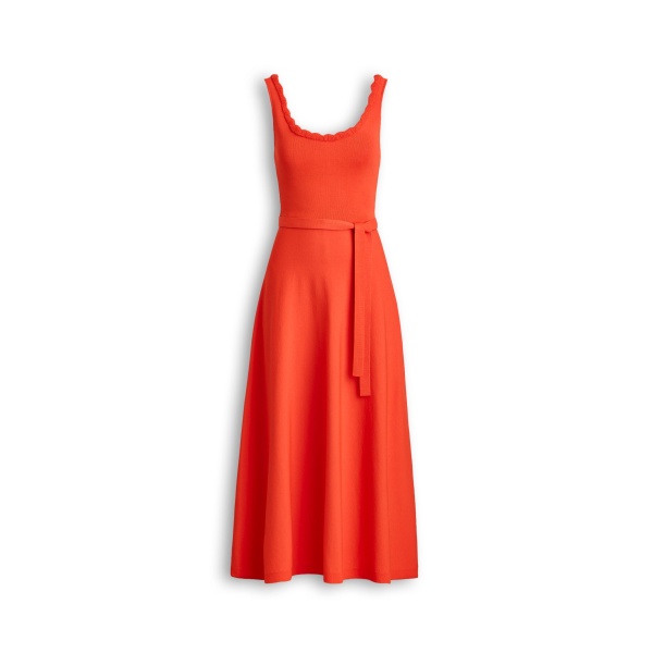 Scanlan Theodore Crepe Knit Crochet Soft Dress in Crayon