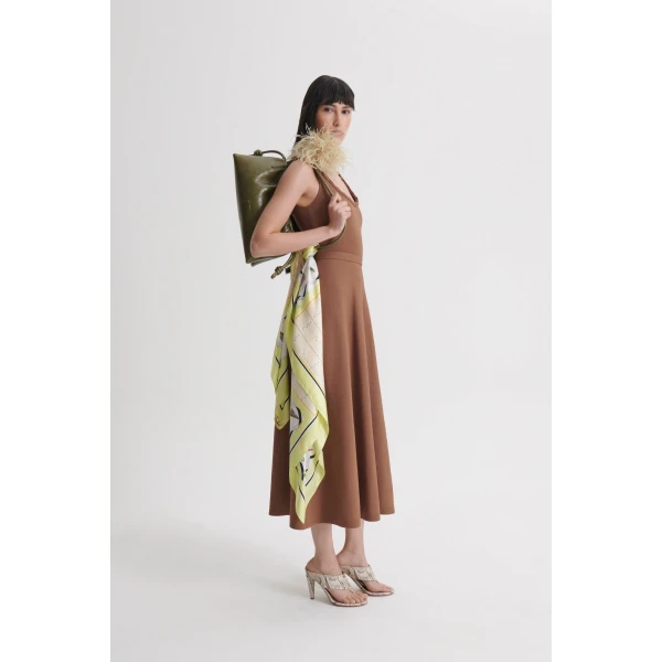 Scanlan Theodore Crepe Knit Crochet Soft Dress in Spice | Maxi Dresses | Luxury Shoes 