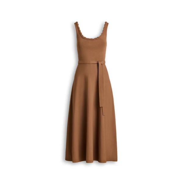 Crepe Knit Crochet Soft Dress in Spice