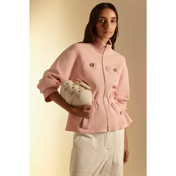 Scanlan Theodore Crepe Knit Funnel Neck Jacket in Dusk | Jackets | Luxury Shoes 