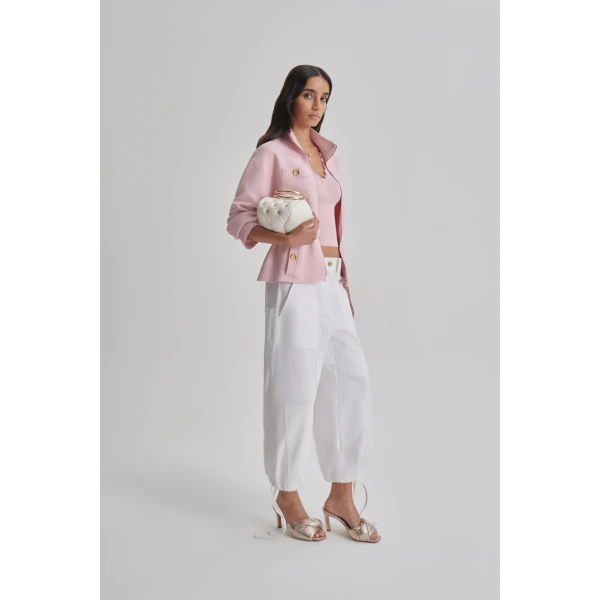 Scanlan Theodore Crepe Knit Funnel Neck Jacket in Dusk | Jackets | Luxury Shoes 